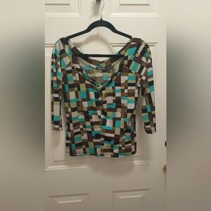 Vintage Geometric Patterned Women's Blouse